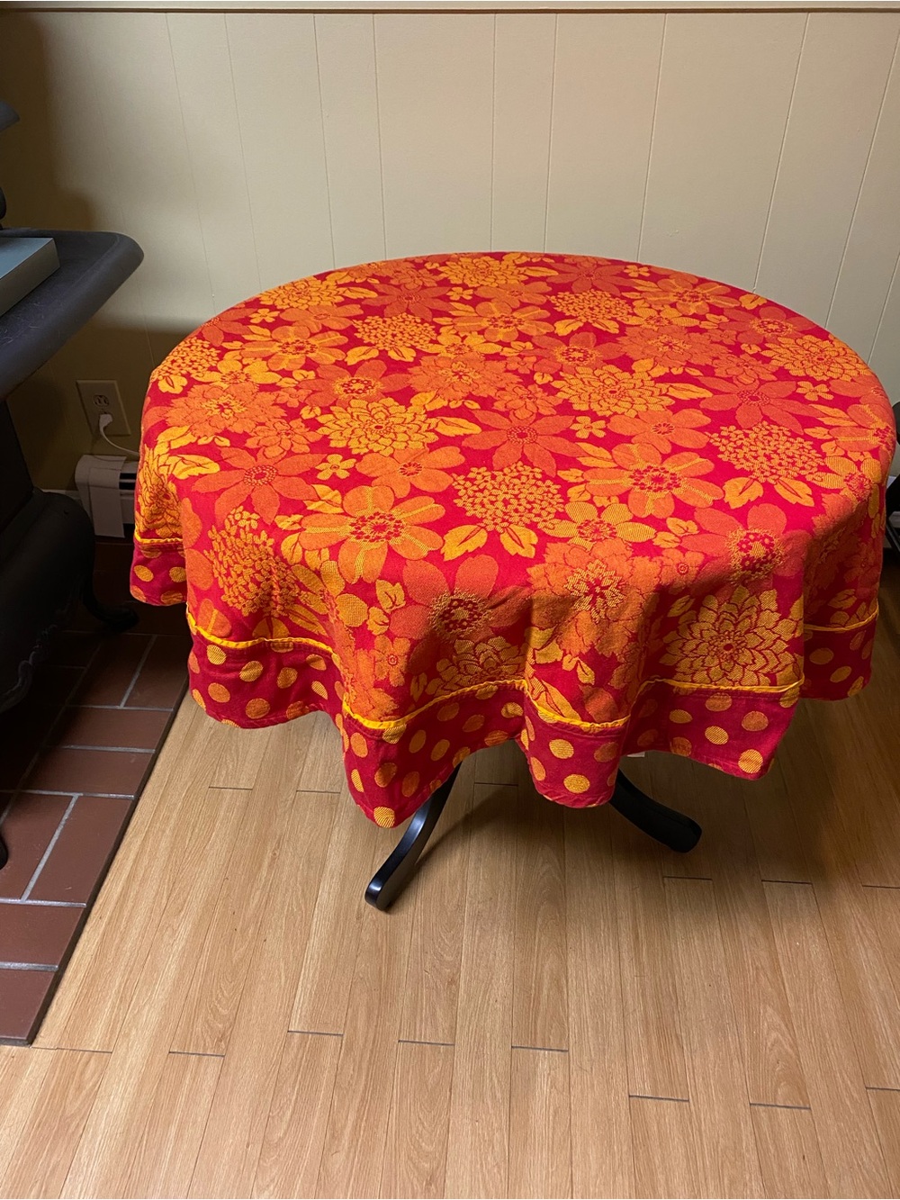 Boho Tablecloth SET 4 Napkins/4 Reversible Placemats Fall Orange& Red Cotton